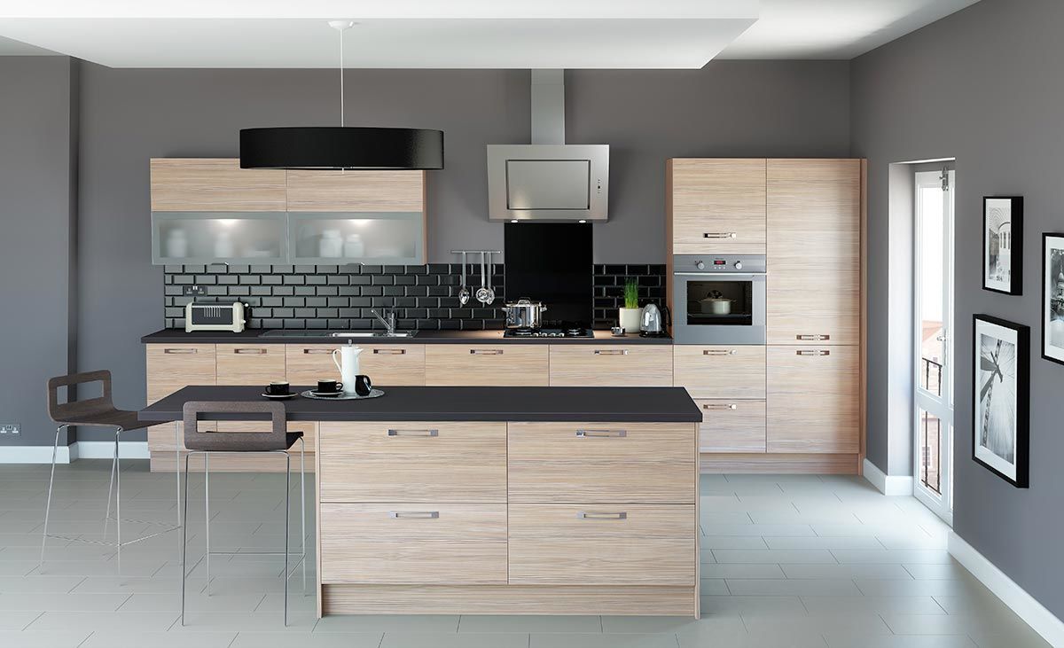 modern grey and natural wood kitchen at bluewater bathrooms york