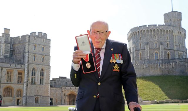 Captain Tom Moore knighted by the Queen during private ceremony at Windsor Castle