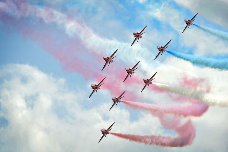 Red Arrows Perform Flypast In North Yorkshire