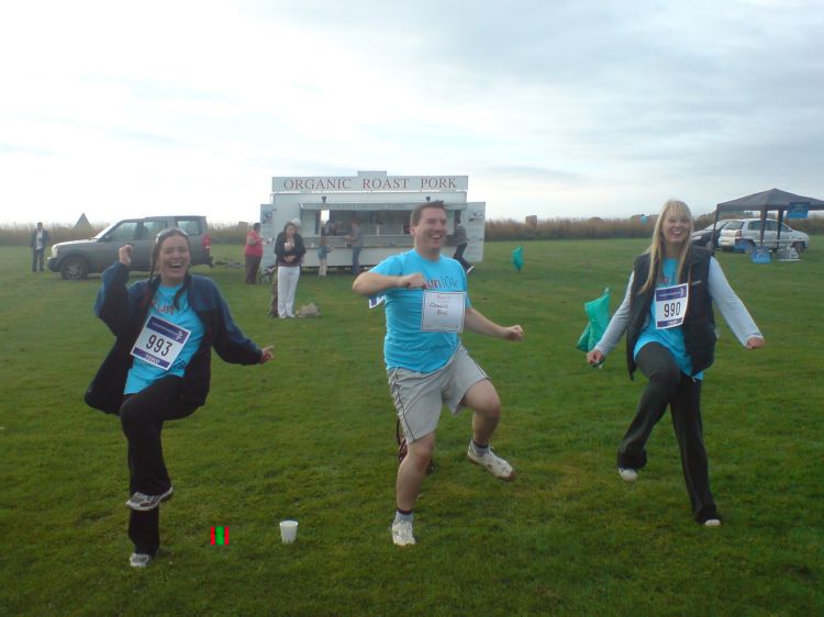 Gemma, Chris and Nikki doing the warm up.